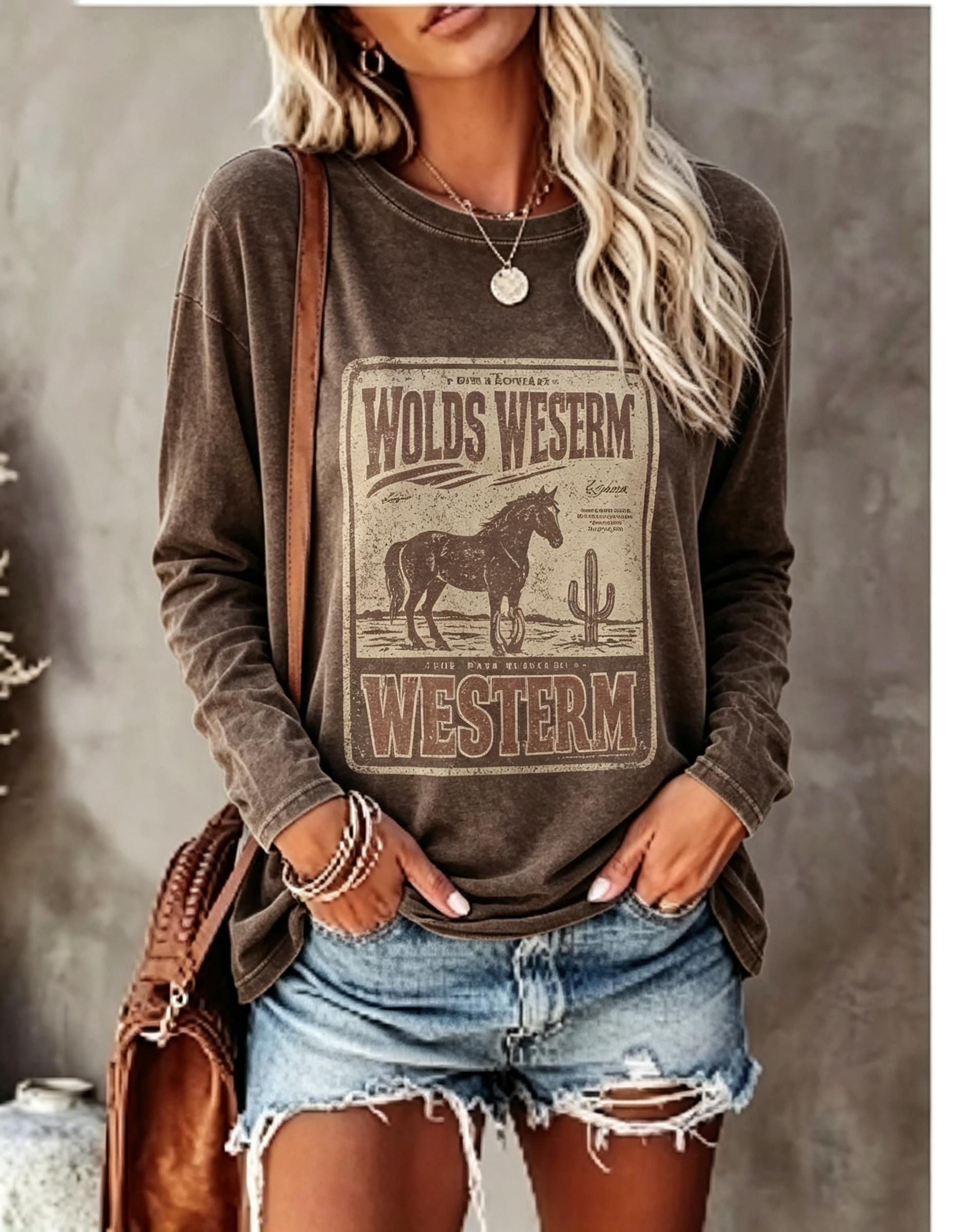 Winter Clothing For Women - Damska koszulka z długim rękawem, w